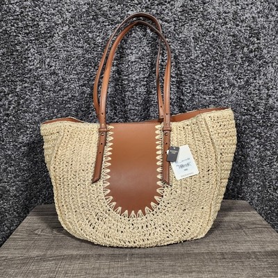 a.n.a Noelle Straw Tote Shoulder Bag Women's Large Natural Brown Beach Boho NWT