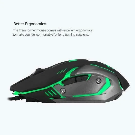 Zebronics Transformer USB Wired Gaming Mouse with LED effect | 6 Button /3200DPI - Image 3 of 4