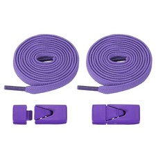 No Tie Shoelaces with 2 Metal Triangle Buckle Clips, 1Pair  Purple