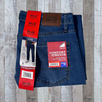 IZOD Men's Comfort Stretch Straight Fit Jeans 34x32 Blue NWT