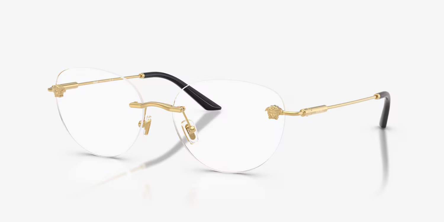 Versace VE1305 1002 55mm Polished Gold/Clear Lenses Rimless Women's Eyeglasses