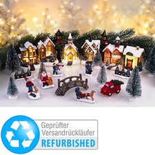 Produktbild - infactory 25-teiliges Deko-Weihnachtsdorf mit 6 LEDs, Versandrückläufer