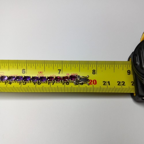 STERLING SILVER 925 RAINBOW MULTICOLOUR MULTI GEM OVAL TENNIS LINE BRACELET 7.5" - Picture 21 of 24