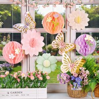 PapierfäCher 9 StüCk Pastell Deko WabenbäLle Schmetterling Blumen Party Deko