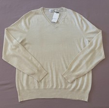 Men's CALVIN KLEIN Ivory Heather MERINO WOOL V-Neck Sweater XL X-Lrg NWT NEW