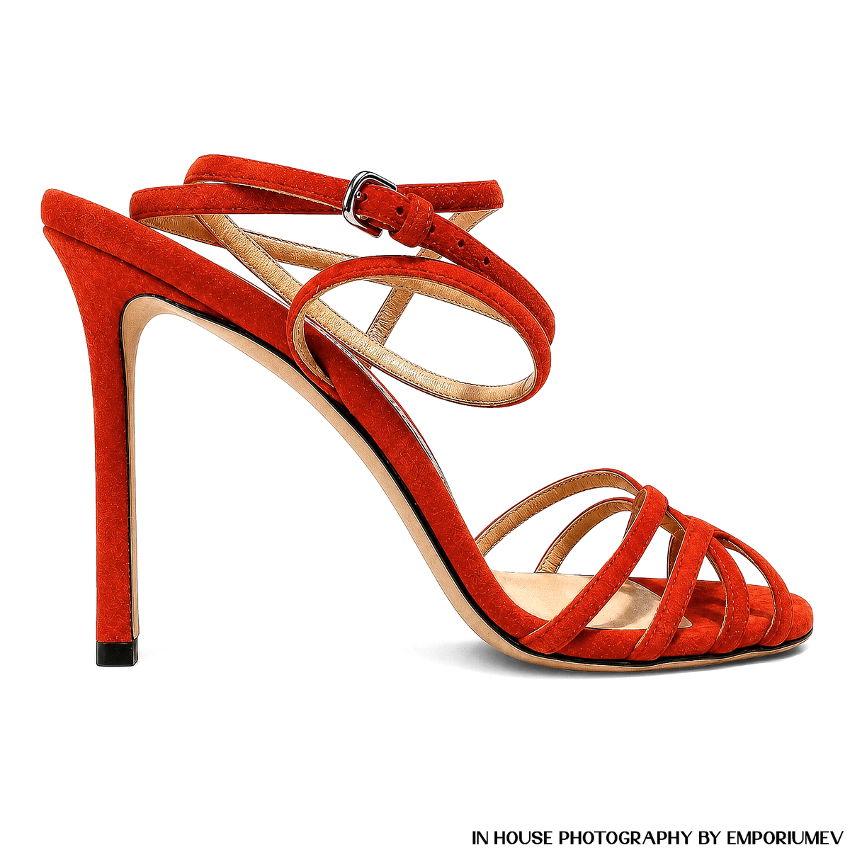 Jimmy Choo Mimi 100 Orange Suede Strappy High Heel Designer