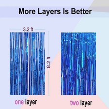 4 Pack Blue Foil Fringe Curtain 3.2x8.2ft Party Backdrop Streamers
