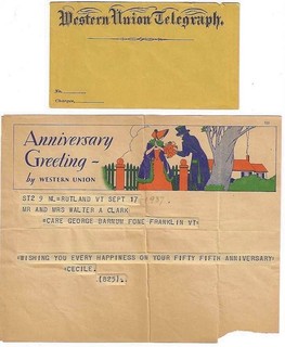 W. Union Telegraph Envelope 3 Anniversary And Birthday Telegrams 1937 1939