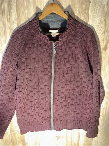 Carbon 2 Cobalt Men’s Medium Burgundy Basketweave Full Zip Long Sleeve Jacket video thumbnail
