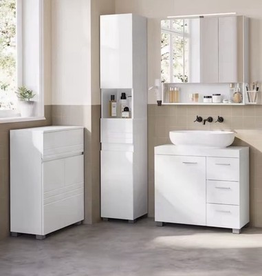 Bathroom wardrobe sets, washbasin under wardrobe, mirror wardrobe with lighting