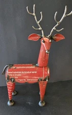 NEW Primitive REINDEER RECYCLED METAL Farmhouse Christmas Holiday 11 In Tall 