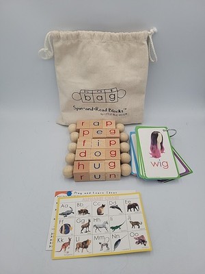Spin-and-Read Blocks Wood Montessori Phonetic CVC Reading Blocks Flashcards /Bag