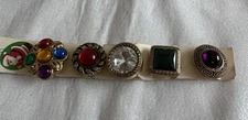 Vintage Button Covers 5 Pc Shirt Jacket Blouse Colorful Jeweled Retro