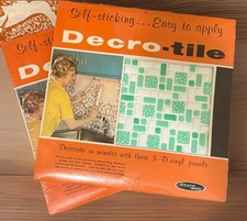 Vtg 60s 2 Boxes Decro Tile Mid Century Modern Sea Green Self Sticking Panels