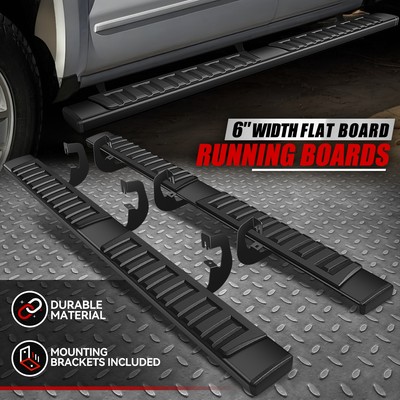 For 07-19 Silverado Sierra Ext Cab 6'' Running Boards Side Step Nerf Bar Black