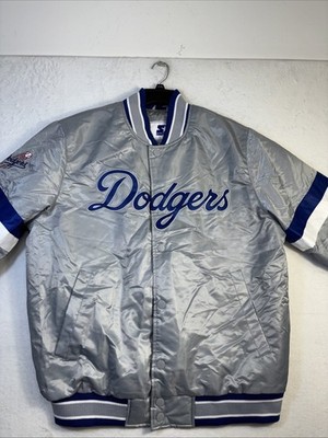 LOS ANGELES DODGERS Starter Full Snap Gray Satin Men XL Varsity