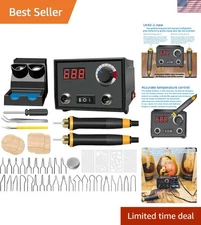 Wood Burning Kit Pyrography Pen Set Digital Temp Adjustable 2 Tips 30 Nozzles