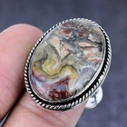 Natural Crazy Lace Agate Gemstone Handmade 925 Steling Silver Ring Size 9 w241