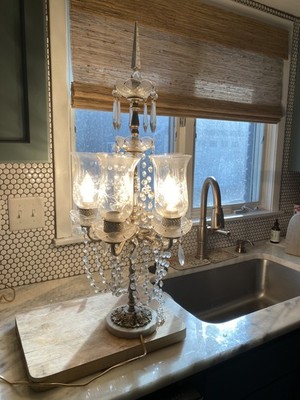 Huge Antique RARE  Crystals 5 lights  Candelabra/Banquete Lamp Table Chandelier 