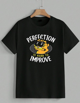 #ad Garfield Cartoon Cat Perfection Funny Retro Comic Graphic T Shirt Unisex $16.99