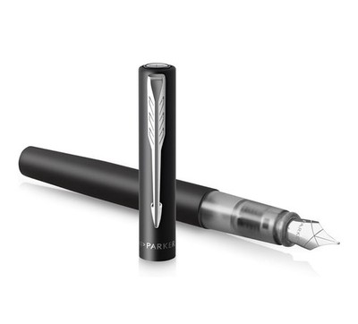 PARKER Vector XL Black Metallic Finish Brass Medium Nib Blue & Black Cartridge