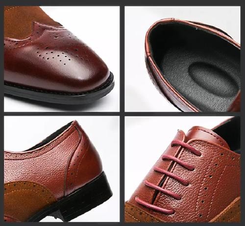 SAOLA Scarpe da lavoro uomo intagliate brogues stringate punta alare Oxford business eleganti formali