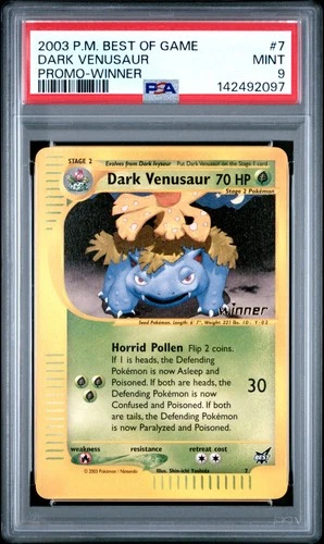 2003 POKEMON BEST OF GAME PROMO WINNER #7 DARK VENUSAUR PSA 9