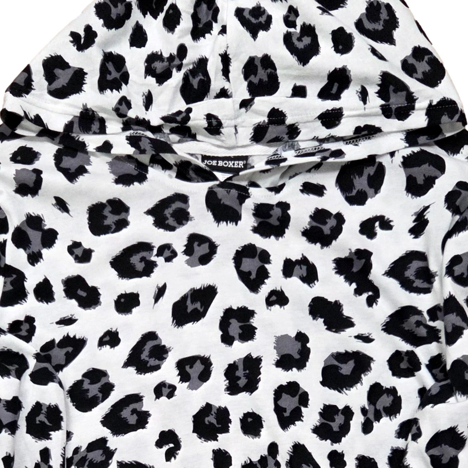 Женская белая и черная ночная рубашка с анималистическим принтом с длинным рукавом средний размер - Изображение 2 из 3