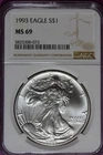 ESTATE FIND 1993 - NGC MS69 American Silver Eagle Dollar!!  #B52599