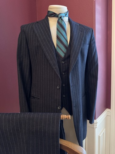 1970s Boyd’s Three Piece Wool Pinstripe Suit 38R 