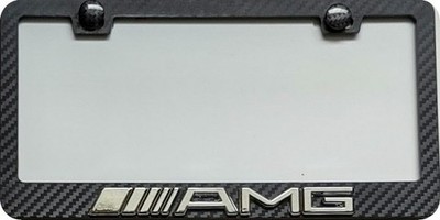 Mercedes Benz AMG  3D Chrome Script  Simulated Carbon Fiber License Frame