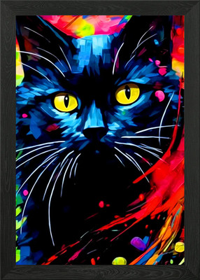 bunte Katze gerahmtes Wandbild Poster Leinwanddruck Bild