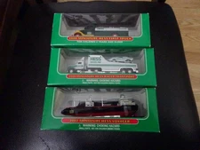 Lot Of 3 Hess Gasoline Miniature Hess First Truck, Racer Transport, Voyager Ship