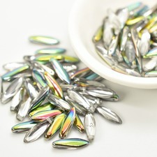 25 Beads - 5x16mm Dagger Czech Glass Crystal Vitrail