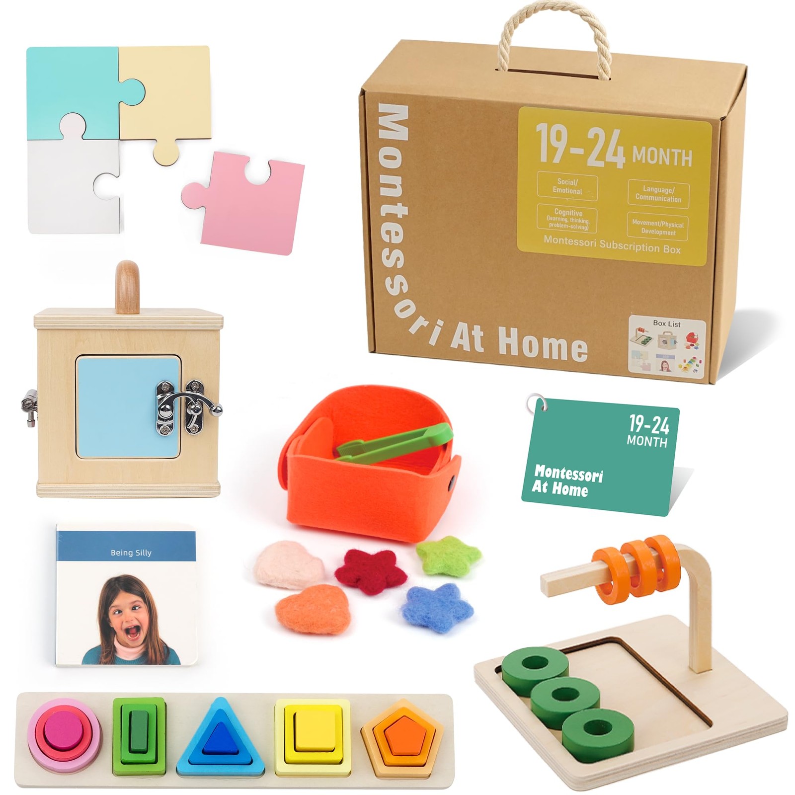 Wooden Montessori Toys for Toddlers 1+ Year Old 6-in-1 Educational Learning Set