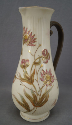 Carl Knoll Hand painted Pink & Raised Gold Floral Blush Ivory Pitcher Ewer