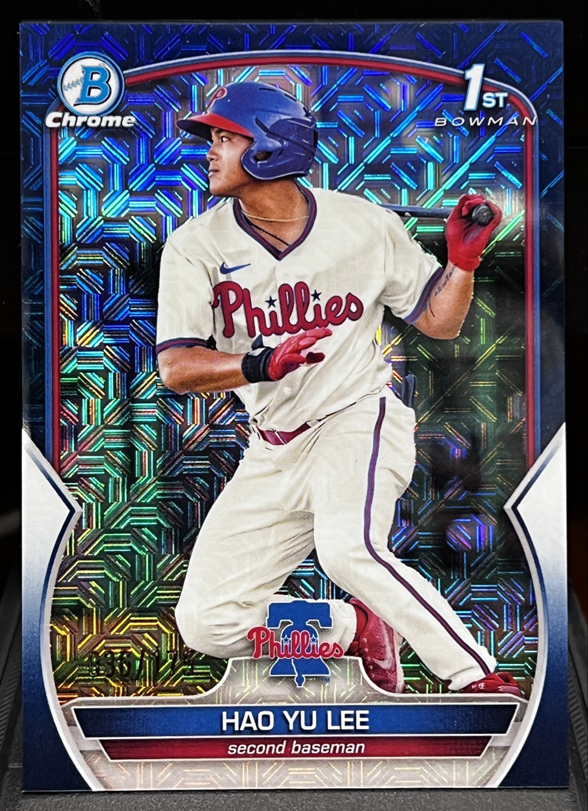 HAO YU LEE 2023 1st Bowman Mega Box Chrome Navy Mojo Refractor /175 Phillies