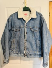Levi s Denim Jacket Fleece Lined Sherpa VINTAGE 80s Made in USA Trucker XL