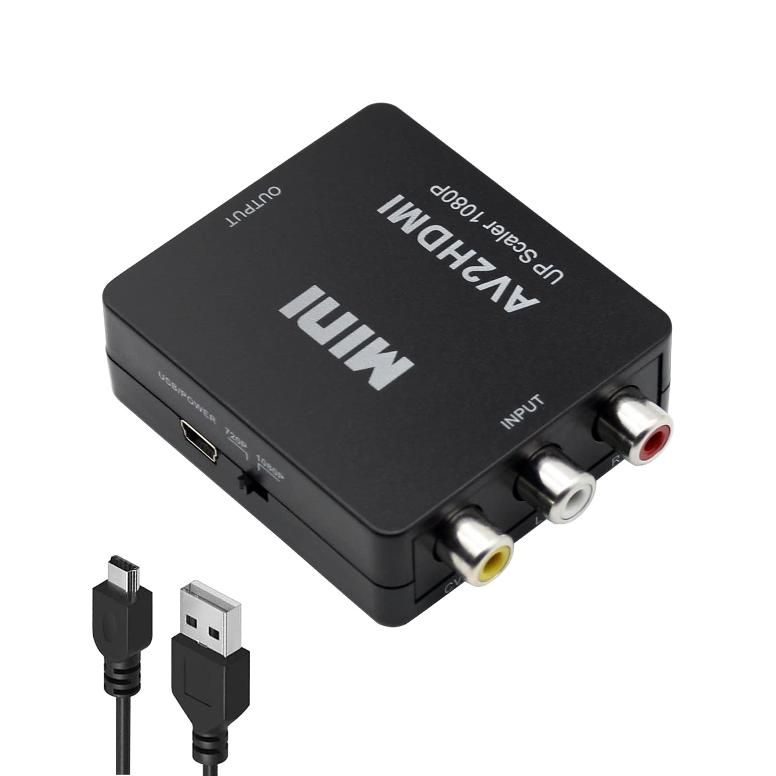 RCA to HDMI Converter 1080P with Audio Video Support CVBS AV to HDMI Adapter