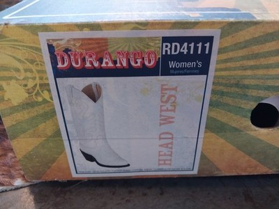Brand New in Box Fun Cowgirl White Leather Boots Size 7.5M Made by Durango 