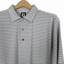 FootJoy Golf Polo Shirt Mens Large Blue White Striped ProDry Short Sleeve