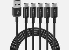 Amazon Basics 5-Pack USB-C to USB-A Fast Charger Cable