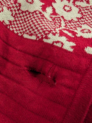 Cárdigan suéter tejido floral rojo y tostado Anthropologie Moth con botón pequeño - Imagen 8 de 10