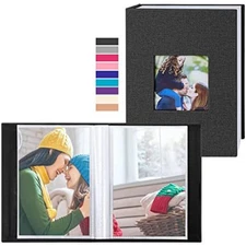 Photo Album 4X6 100 Pockets 2 Packs, Small Mini Capacity Linen Photo Album Bulk