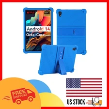 Durable Blue Silicone Case for Urao C107 Tablet - Kids Friendly Stand Design