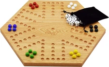 Solid Oak Double Sided Marbles Board Game Wooden 16 Inch by