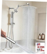 All Metal 10" Shower Head with Handheld, Luxurious Square Chrome Contemporary