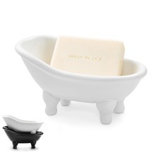 1piece 5.6" White Ceramic Mini Bathtub Soap Dish Small Planter Makeup