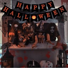 Kit Decoración Halloween Cadimus | Telaraña, Banderines, Globos Y Más | Negro Y Naranja | Ideal Para Fiestas Y Decoración Terrorífica