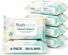 Flushable Wipes, 6 Packs, 300 XL Wipes, Cedarwood Bergamot 50 Wipes/Pack,